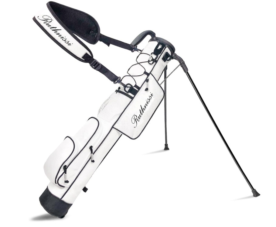 Ruthnissi Sunday Golf Stand Bag Lightweight Carry Bag 6-7 Clubs White